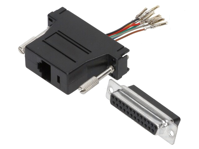 Verloopstuk: adapter; D-Sub 25pin vrouwelijk,RJ45-aansluiting Verloopstuk: adapter; D-Sub 25pin vrouwelijk,RJ45-aansluiting